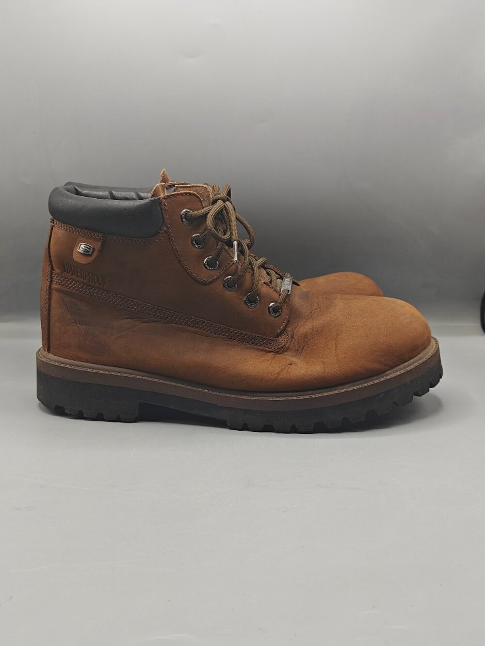 Skechers Chukka Work Boots Brown Leather Sergeants Verdict Waterproof Men Sz 13